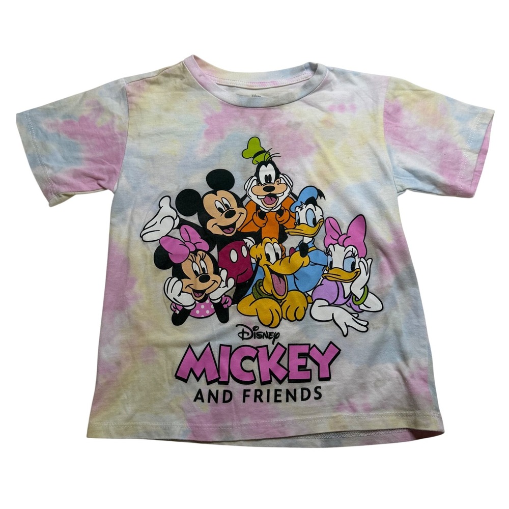 Disney Mickey and Friends Kids Tie Dye Graphic T-Shirt Pastel Size XS 4/5